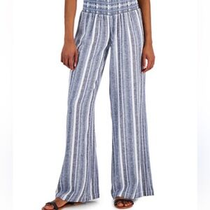 Rewash Blue and White Vertical-Stripe Wide Leg Pants